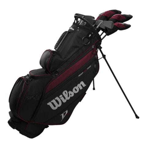 deep red wilson tour complete set golf clubs and bag