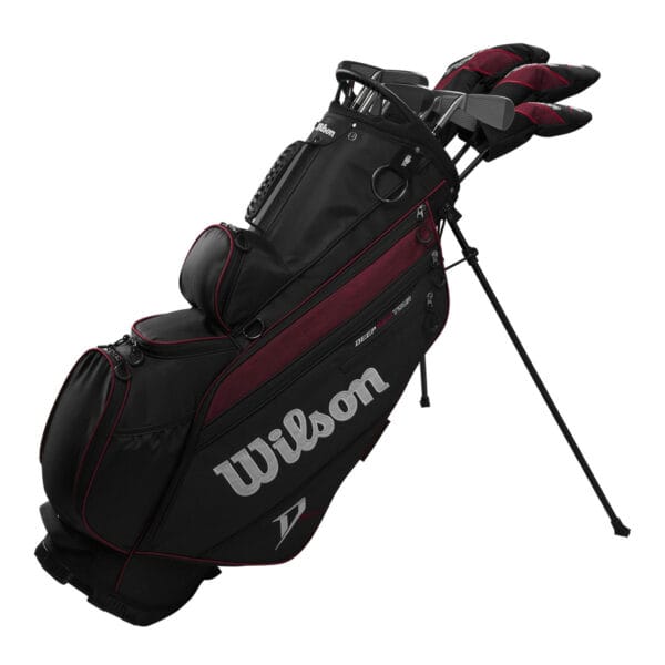 deep red wilson tour complete set golf clubs and bag