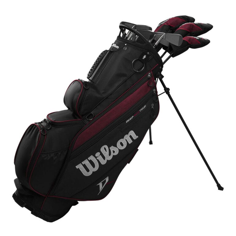 deep red wilson tour complete set golf clubs and bag
