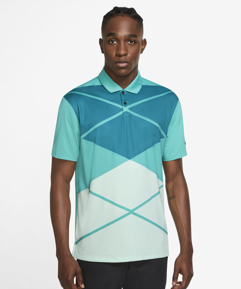 Nike Vapor argyle print polo- Washed Teal Mens Golf Polo