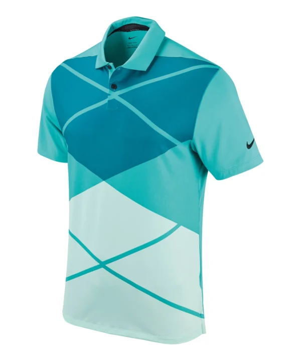 Nike Vapor argyle print polo- Washed Teal Mens Golf Polo
