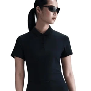 Womens Black and White Nike dri fit golf polo