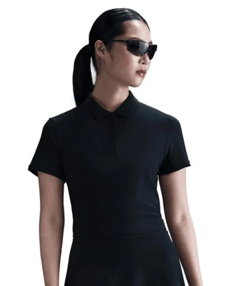 Womens Black and White Nike dri fit golf polo